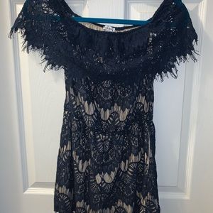 NWT Francesca’s Romper off the shoulder